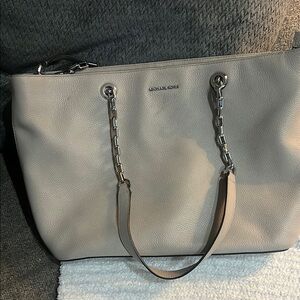 Michael Kors Gray Leather Tote Bag